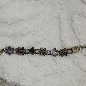 Chic Gemstone Bracelet with Purple, Green, and Yellow Accents